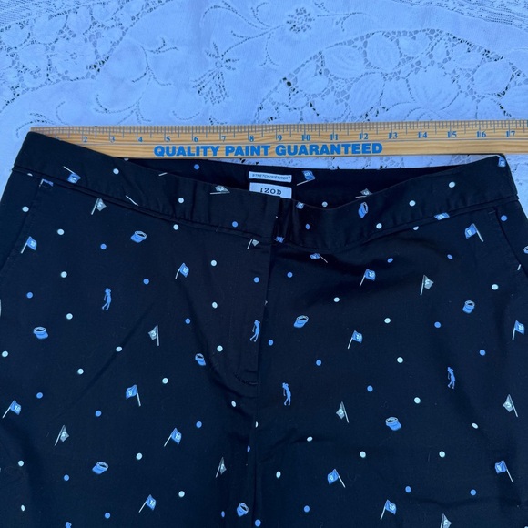 Izod Black Golf Shorts with Blue and White Accents ladies size 14 Stretch - Picture 7 of 9